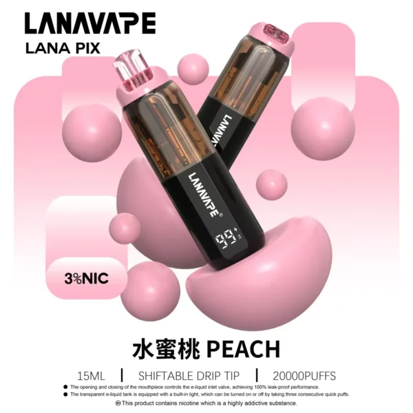LANA-PIX-閃光彈-一次性20000口-水蜜桃 【台灣現貨】LANA PIX 閃光彈 20000口拋棄式電子煙 爆款熱銷 秒發免運