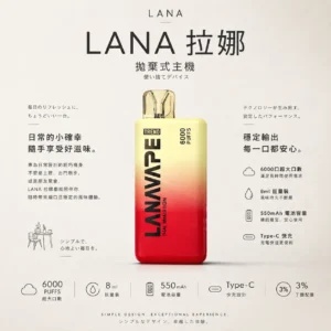 LANA 6000口拋棄式 8ml巨量｜CP值天花板夯款 Mesh網芯爆汁口感 懂買玩家瘋搶焦點 入手絕不踩雷