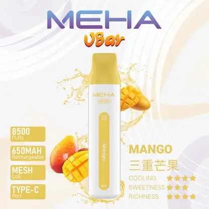 MEHA VBar 魅嗨小白條 8500口拋棄式電子煙｜3%尼古丁鹽黃金配方 冰爽水果清爽極致體驗
