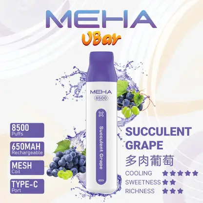 MEHA VBar 魅嗨小白條 8500口拋棄式電子煙｜3%尼古丁鹽黃金配方 冰爽水果清爽極致體驗