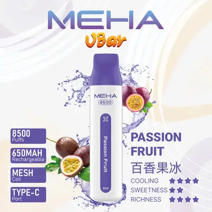 MEHA VBar 魅嗨小白條 8500口拋棄式電子煙｜3%尼古丁鹽黃金配方 冰爽水果清爽極致體驗