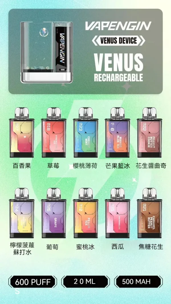 【現貨秒發】VAPENGIN VENUS 金星 2000口 換彈拋棄式電子煙套裝 高效快充續航 網狀霧化芯穩定輸出【加購130送主機+電池】